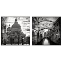 Kit Com 2 Quadros Decorativos Cidades Com Moldura Para Sala Quarto Escritório 72x72 Cidades 002 - 1