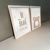 Kit 2 Quadros Decorativos Ursinho Be Brave 34x44cm - 2