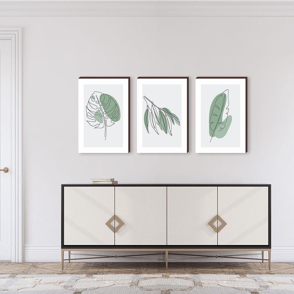 Kit 3 Quadros Decorativos Folhagem Abstrata 40x60cm - 4