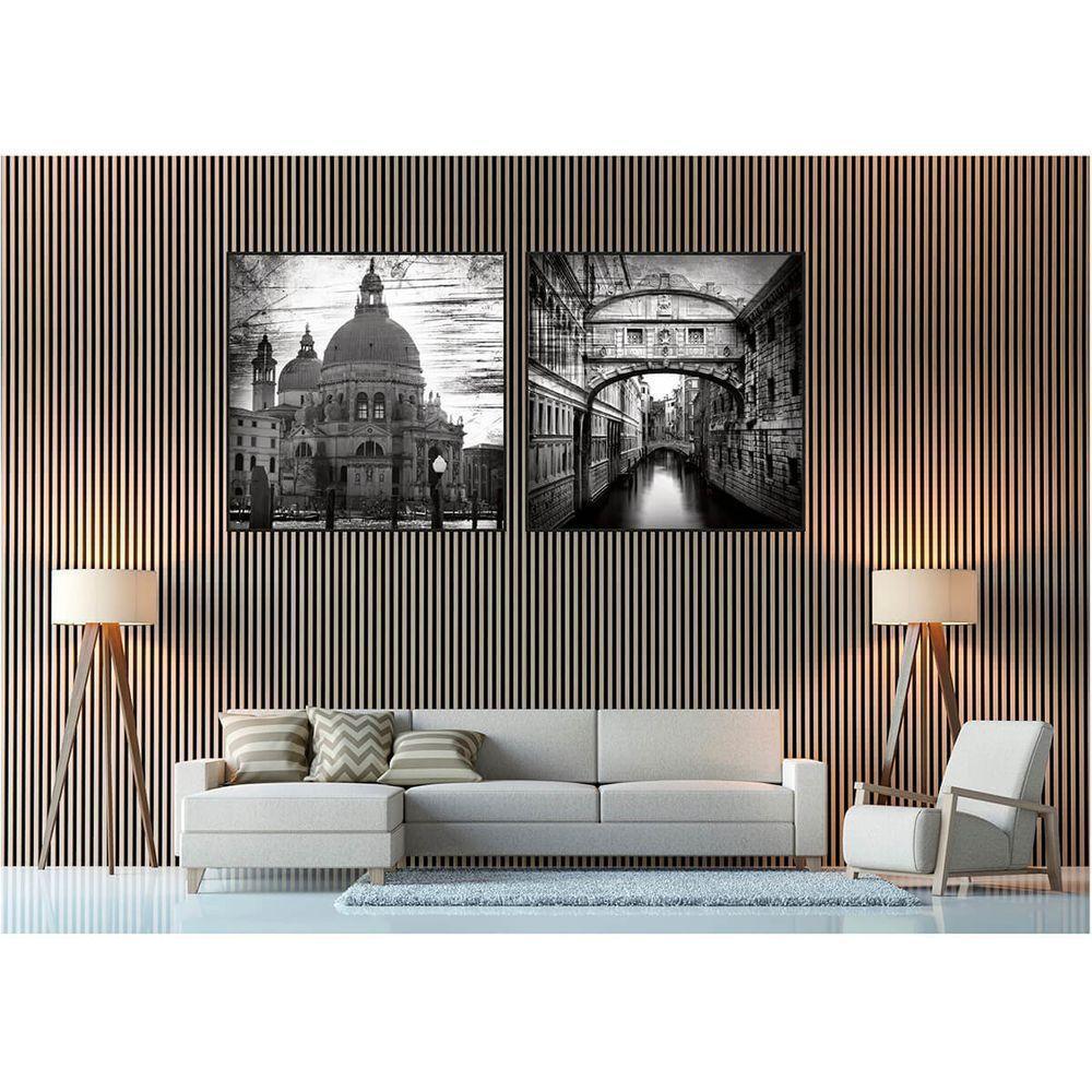 Kit Com 2 Quadros Decorativos Cidades Com Moldura Para Sala Quarto Escritório 52x52 Cidades 002 - 6