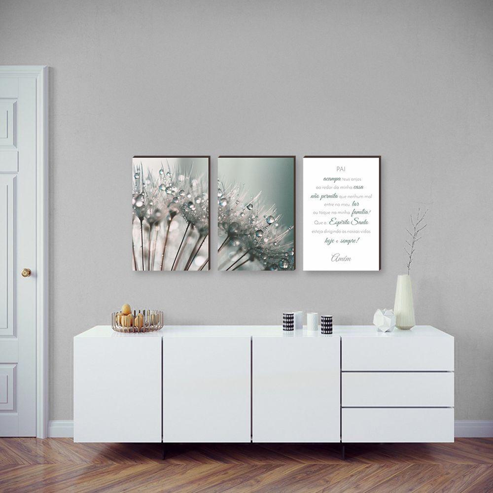 Kit 3 Quadros Decorativos Dente De Leão Com Frase 40x60cm - 3