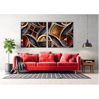 Kit Com 2 Quadros Decorativos Abstratos Com Moldura Para Sala Quarto Escritório 52x52 Abstrato 011 - 3