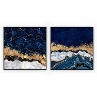 Kit Com 2 Quadros Decorativos Abstratos Com Moldura Para Sala Quarto Escritório 42x42 Abstrato 012 - 1