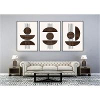 Kit Com 3 Quadros Decorativos Abstratos Com Moldura Para Sala Quarto Escritório 67x923 Abstrato 007 - 6