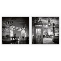 Kit Com 2 Quadros Decorativos Cidades Com Moldura Para Sala Quarto Escritório 92x92 Cidades 003 - 1