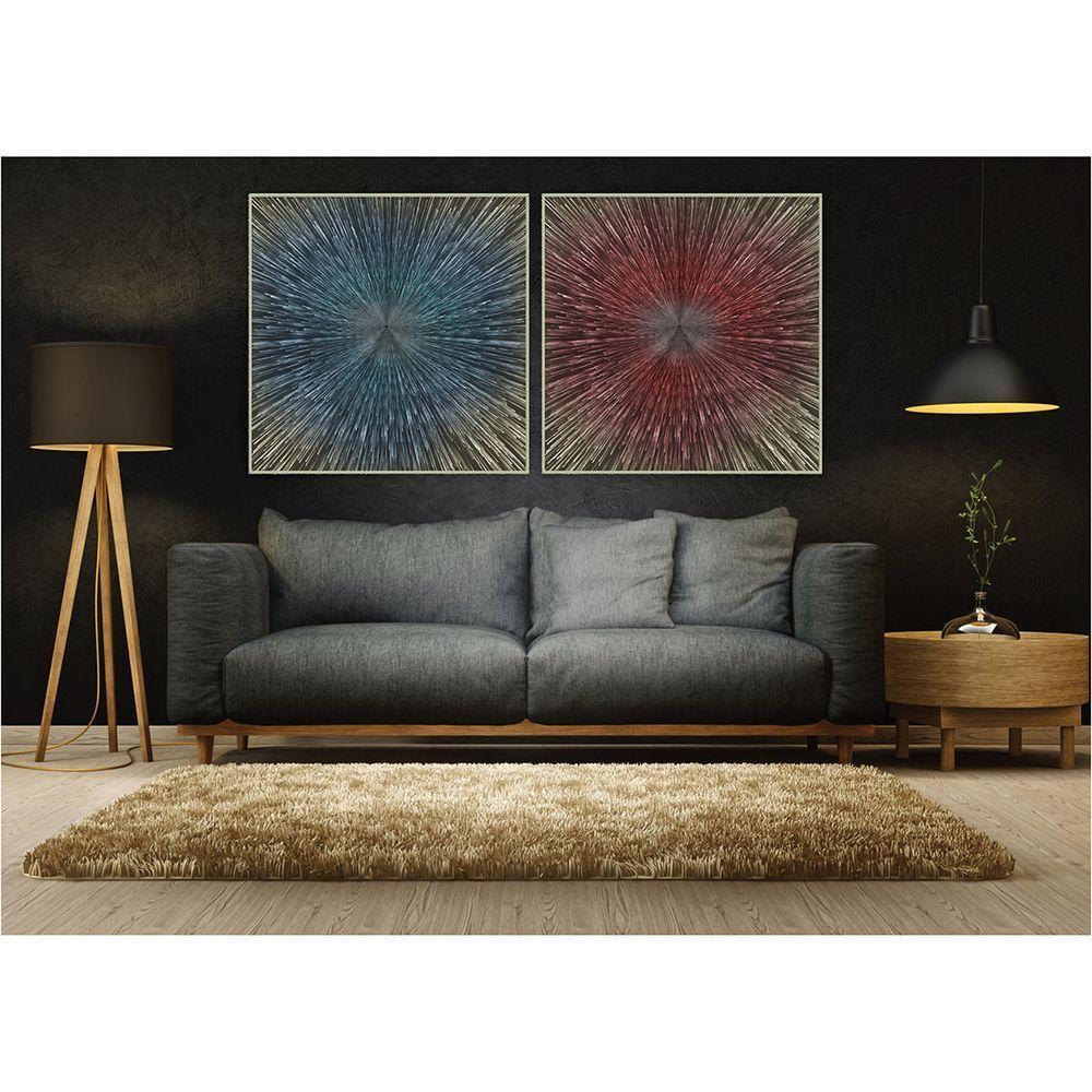 Kit Com 2 Quadros Decorativos Abstratos Com Moldura Para Sala Quarto Escritório 42x42 Abstrato 008 - 4
