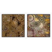 Kit Com 2 Quadros Decorativos Abstratos Com Moldura Para Sala Quarto Escritório 62x62 Abstrato 015 - 1