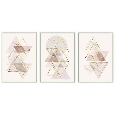 Kit Com 3 Quadros Decorativos Abstratos Com Moldura Para Sala Quarto Escritório 52x722 Abstrato 003