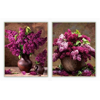 Kit Com 2 Quadros Decorativos Florais Com Moldura Para Sala Quarto Escritório 62x772 Floral 009