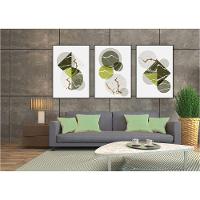 Kit Com 3 Quadros Decorativos Abstratos Com Moldura Para Sala Quarto Escritório 42x62 Abstrato 006
