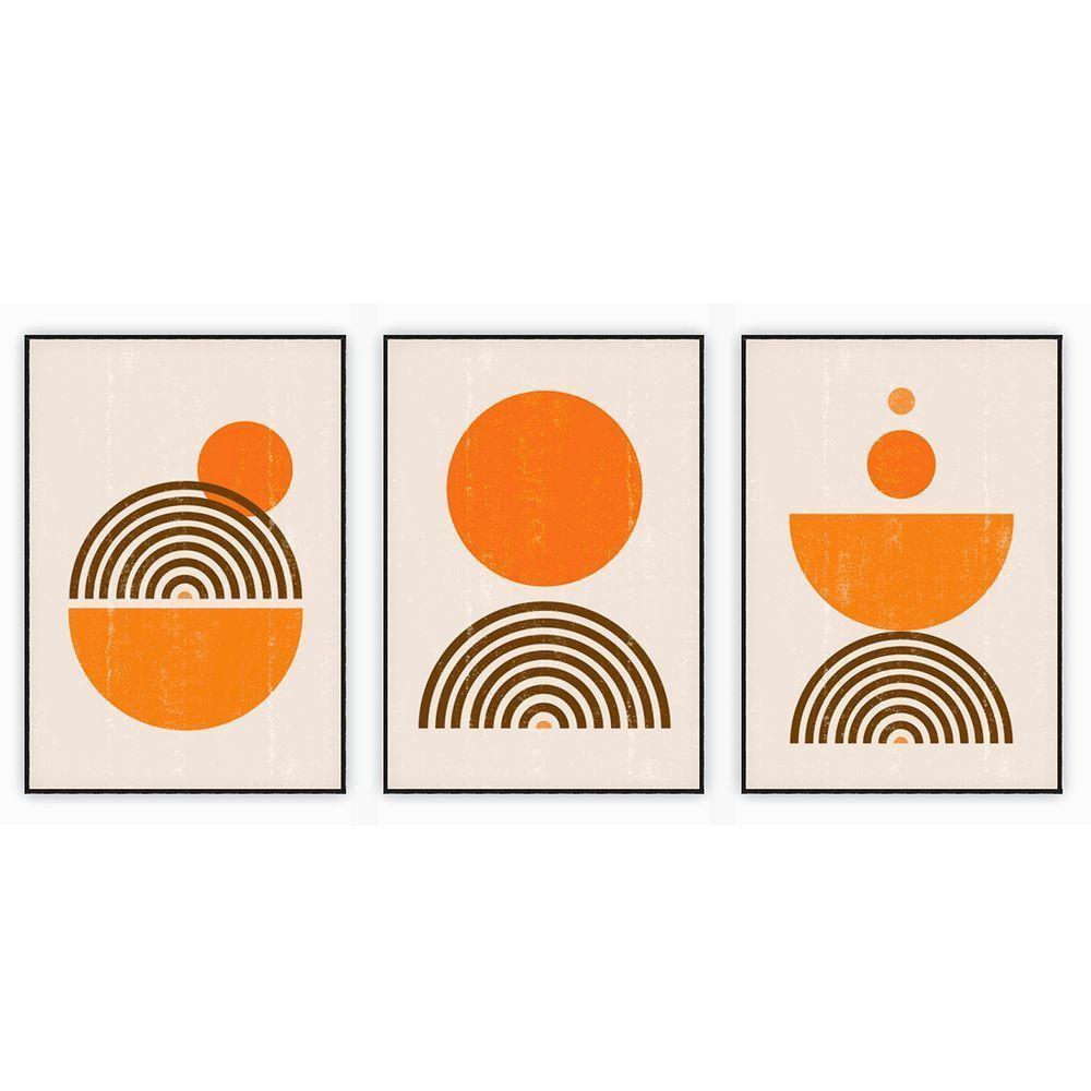 Kit Com 3 Quadros Decorativos Abstratos Com Moldura Para Sala Quarto Escritório 42x62 Abstrato 017 - 1