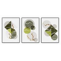 Kit Com 3 Quadros Decorativos Abstratos Com Moldura Para Sala Quarto Escritório 52x722 Abstrato 006 - 1