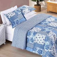 Edredom Ayla Casal Queen Tecido Dupla Face Microfibra 03 Peças - Azul Serene - 1