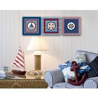 Conjunto Kit Com 3 Quadros Náuticos Decorativos Linha Náutica Marinheiro Mar 4