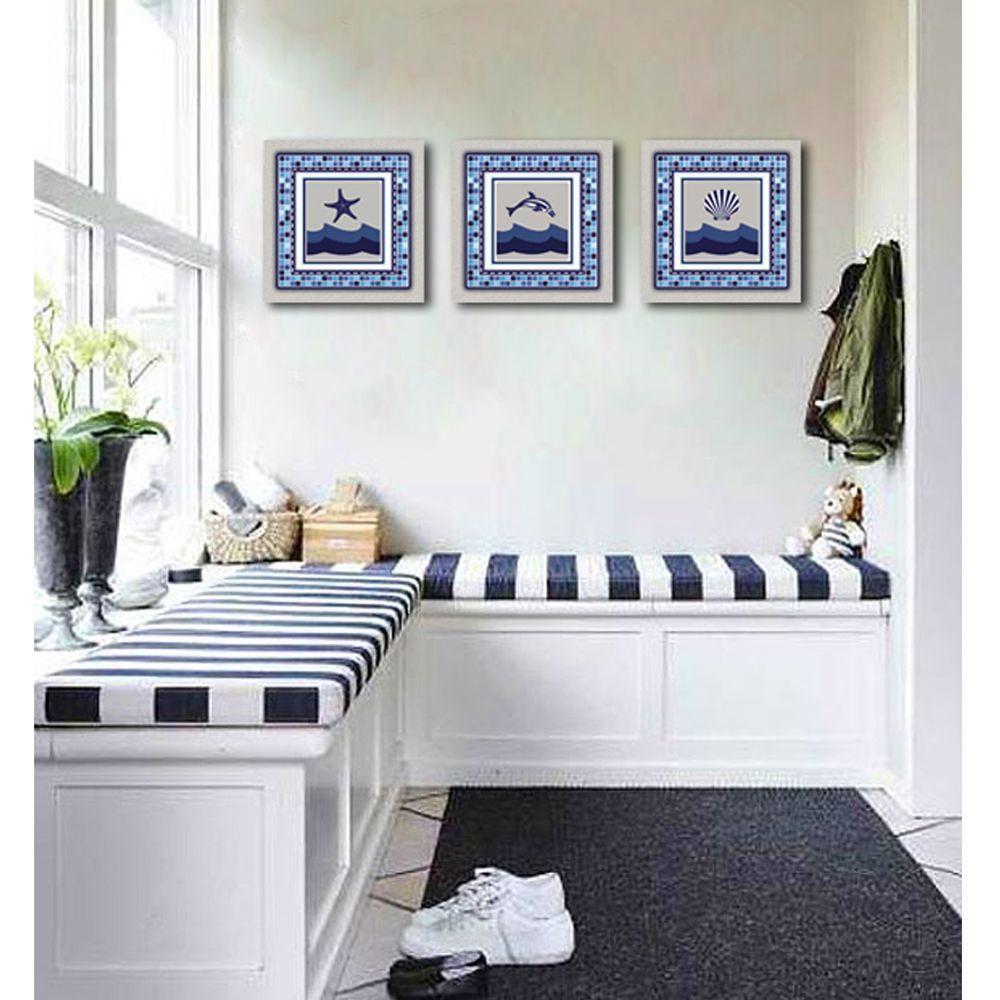 Conjunto Kit Com 3 Quadros Náuticos Decorativos Linha Náutica Marinheiro Mar 1 - 2