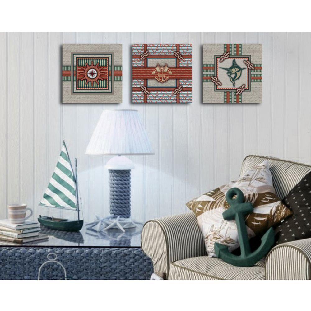 Conjunto Kit Com 3 Quadros Náuticos Decorativos Linha Náutica Marinheiro Mar 5 - 2