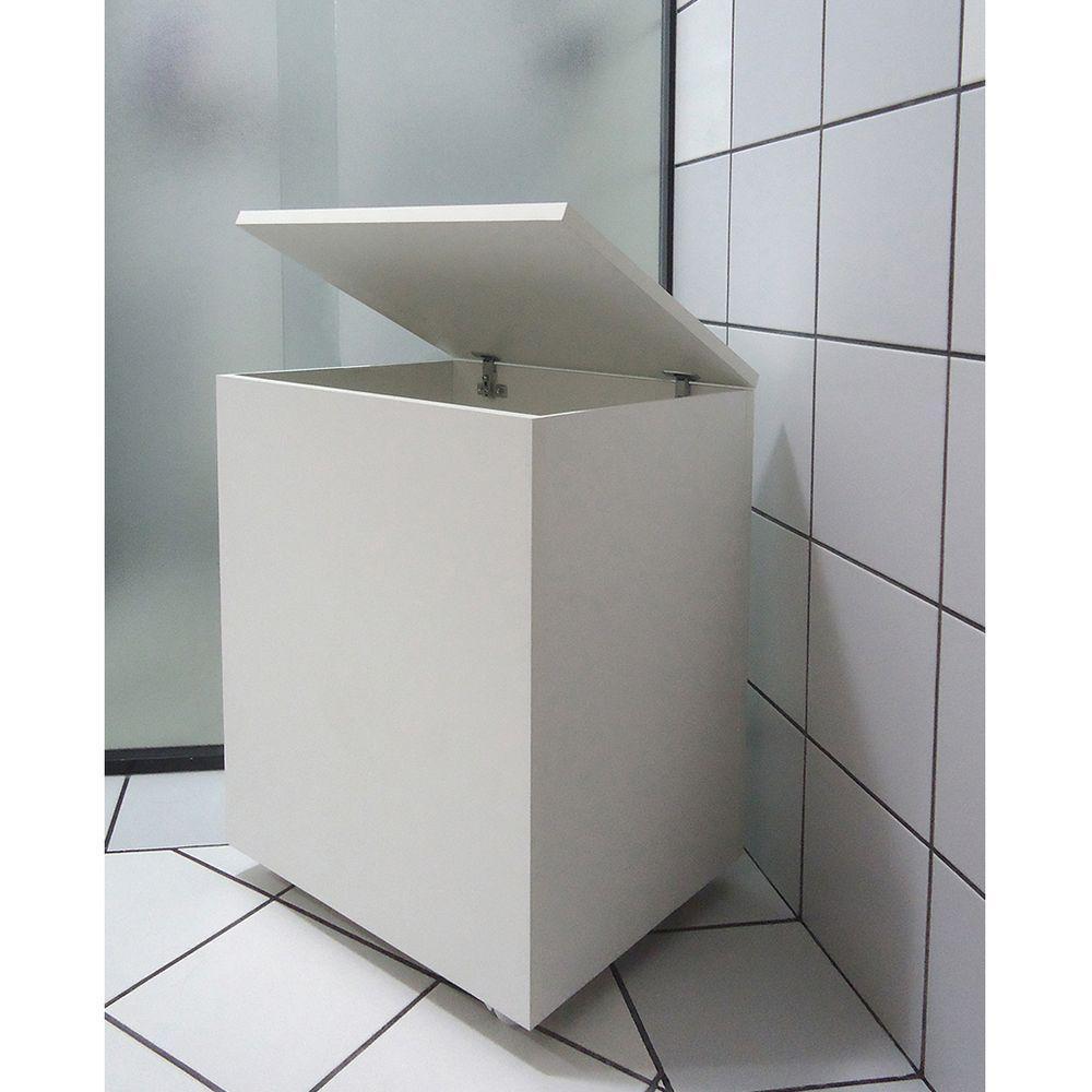 Cesto De Roupas Baú Roupeiro Tulha Com Rodízios Branco - 1