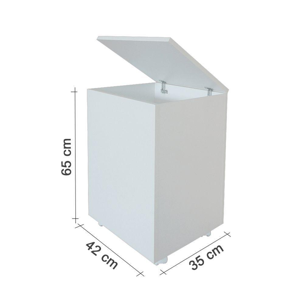 Cesto De Roupas Baú Roupeiro Tulha Com Rodízios Branco - 4