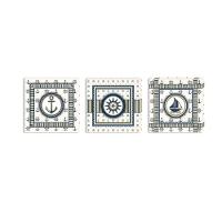 Conjunto Kit Com 3 Quadros Náuticos Decorativos Linha Náutica Marinheiro Mar 3 - 1