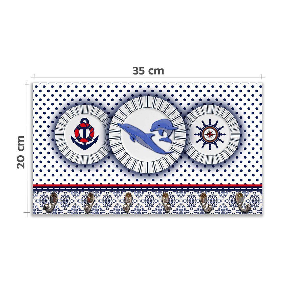 Cabideiro De Parede Porta Chaves Náutica Marinheiro Mar 2 - 4