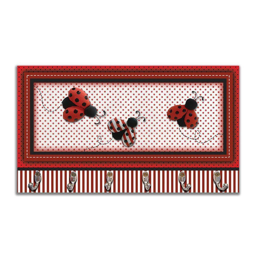 Cabideiro De Parede Porta Colar Chaves Cintos Toalhas Joaninha - 1