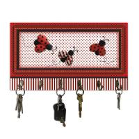 Cabideiro De Parede Porta Colar Chaves Cintos Toalhas Joaninha - 2