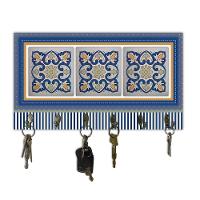 Cabideiro De Parede Porta Colar Chaves Cintos Azulejo Azul - 2