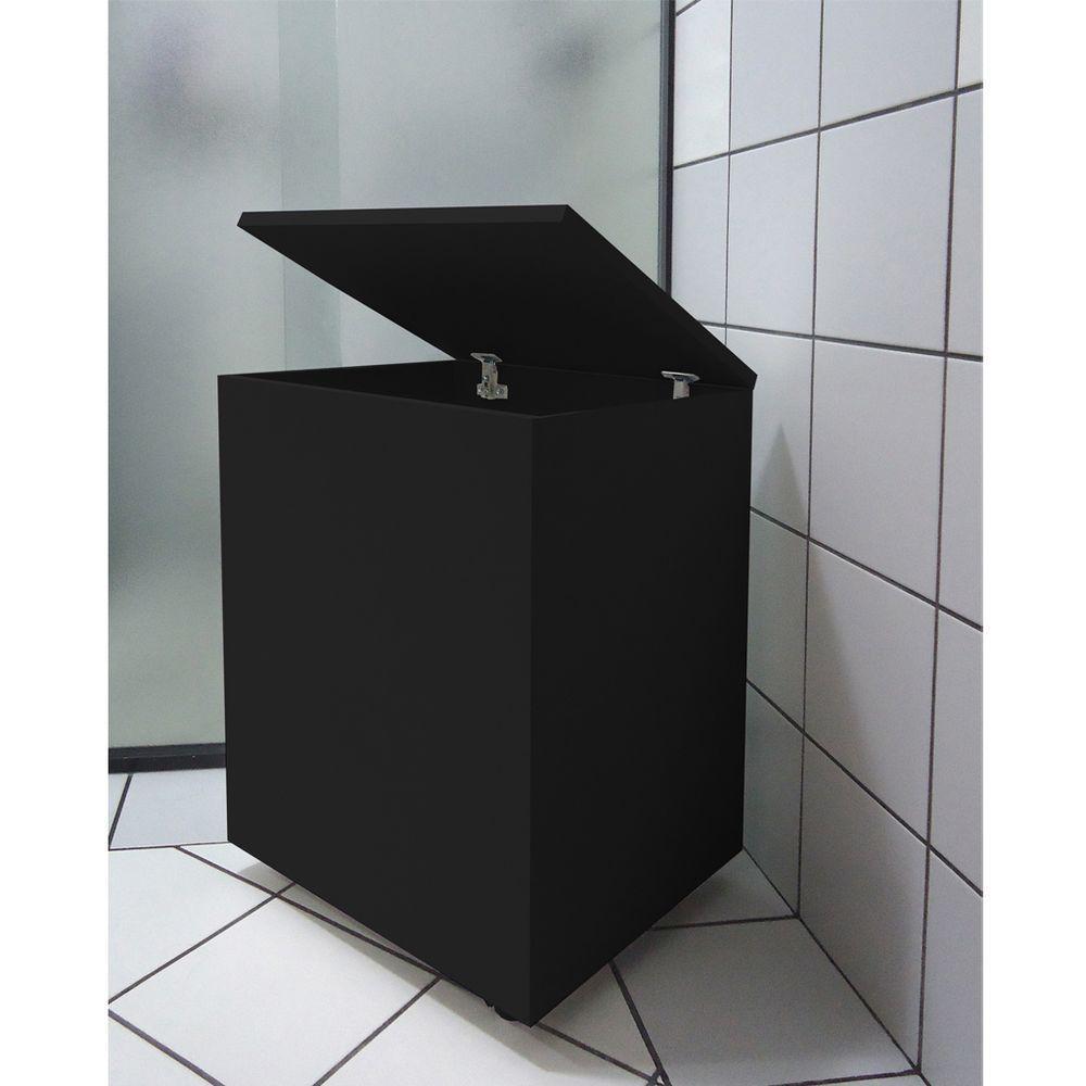 Cesto De Roupas Baú Roupeiro Tulha Com Rodízios Preto - 1