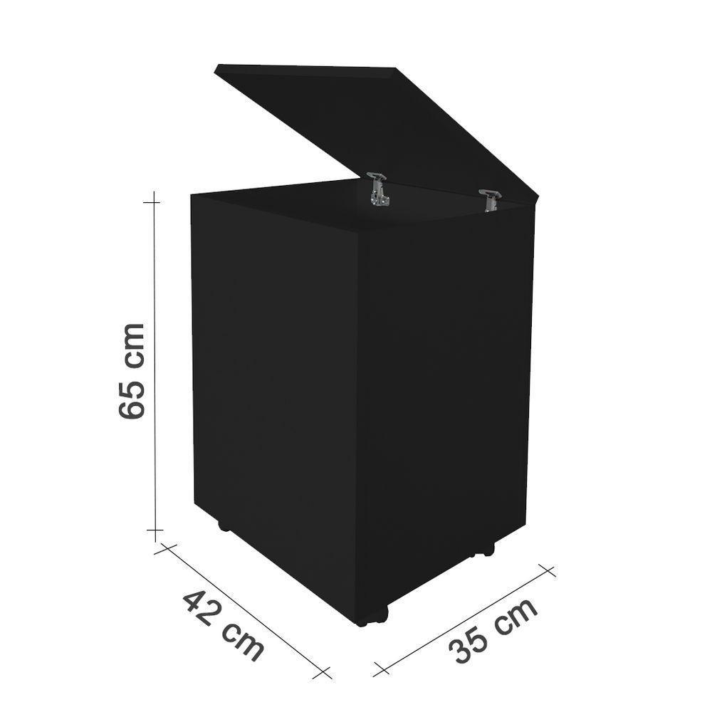 Cesto De Roupas Baú Roupeiro Tulha Com Rodízios Preto - 4