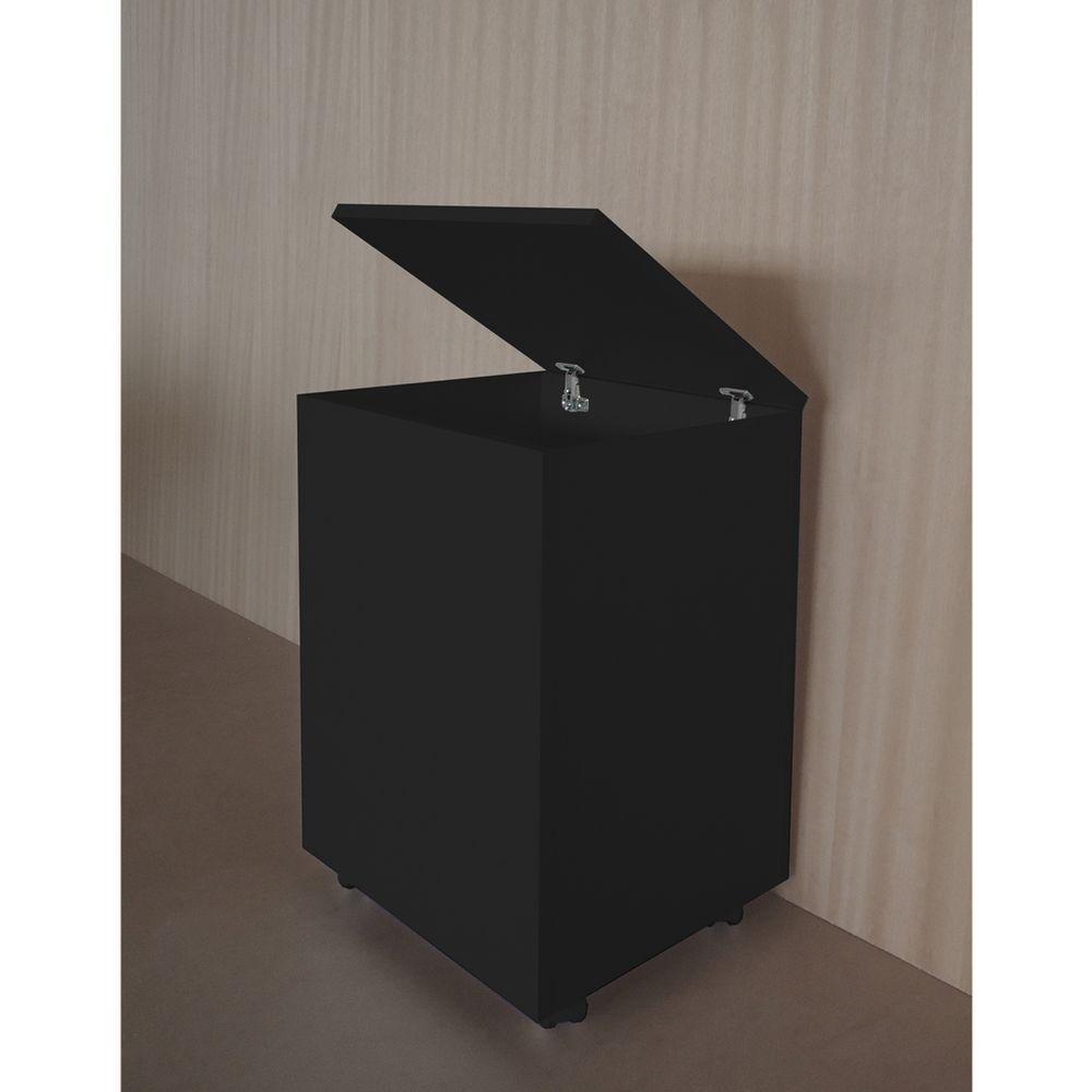 Cesto De Roupas Baú Roupeiro Tulha Com Rodízios Preto - 6