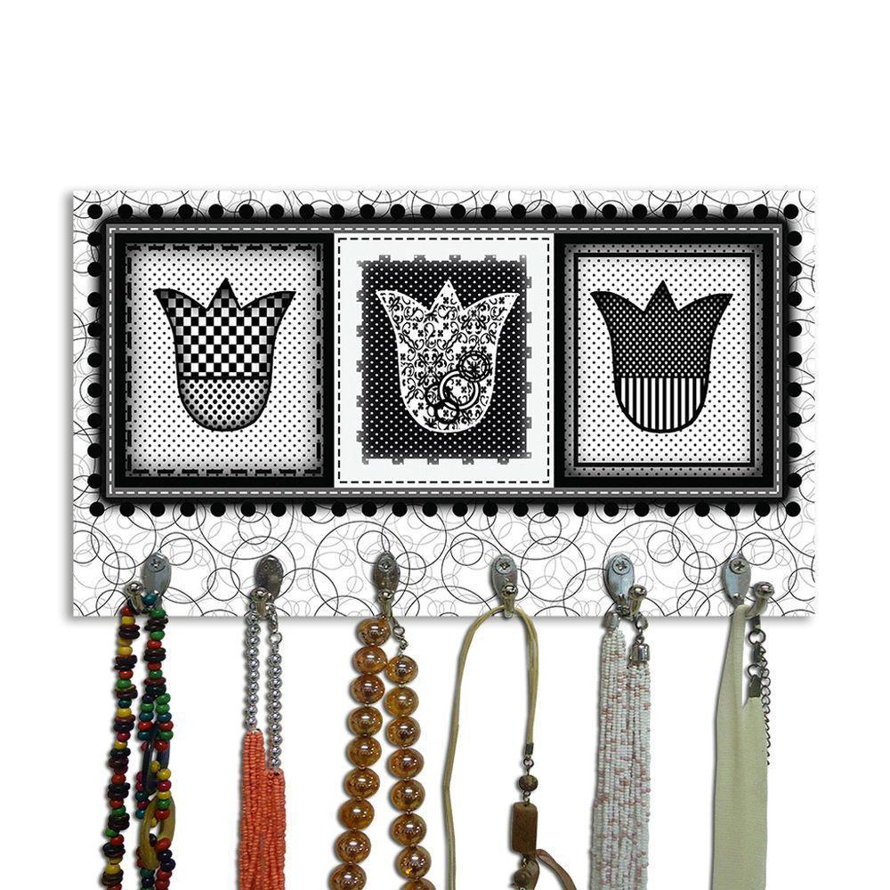 Cabideiro De Parede Porta Colar Chaves Cintos Toalhas Tulipa - 3