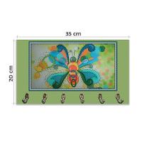 Cabideiro De Parede Porta Colar Chaves Cintos Toalhas Borboleta Verde - 5