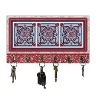 Cabideiro Parede Porta Colar Chaves Cintos Azulejo Vermelho - 2