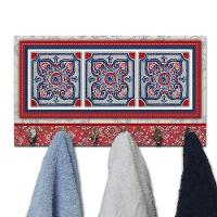 Cabideiro Parede Porta Colar Chaves Cintos Azulejo Vermelho