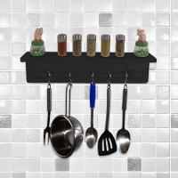 Prateleira Para Temperos E Suporte Utensílios E Panelas Cozinha Estilo Industrial Preto Laca - 2