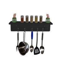 Prateleira Para Temperos E Suporte Utensílios E Panelas Cozinha Estilo Industrial Preto Laca