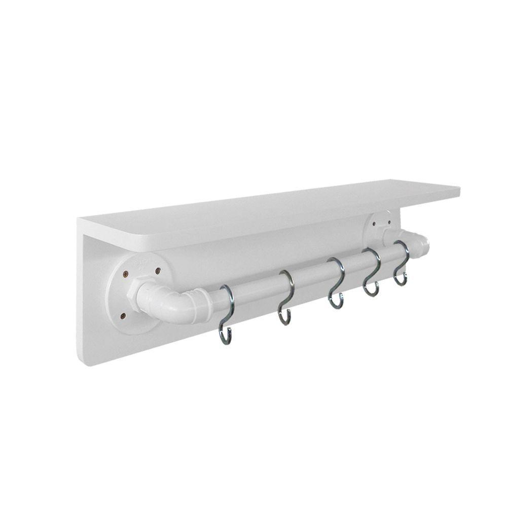 Prateleira Para Temperos E Suporte Utensílios E Panelas Cozinha Estilo Industrial Branco Laca - 5
