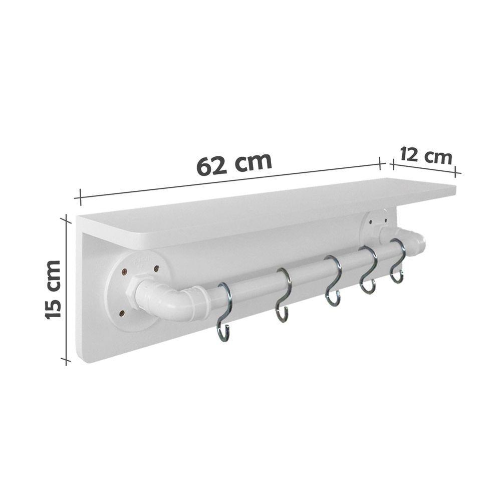 Prateleira Para Temperos E Suporte Utensílios E Panelas Cozinha Estilo Industrial Branco Laca - 6