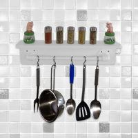 Prateleira Para Temperos E Suporte Utensílios E Panelas Cozinha Estilo Industrial Branco Laca - 2