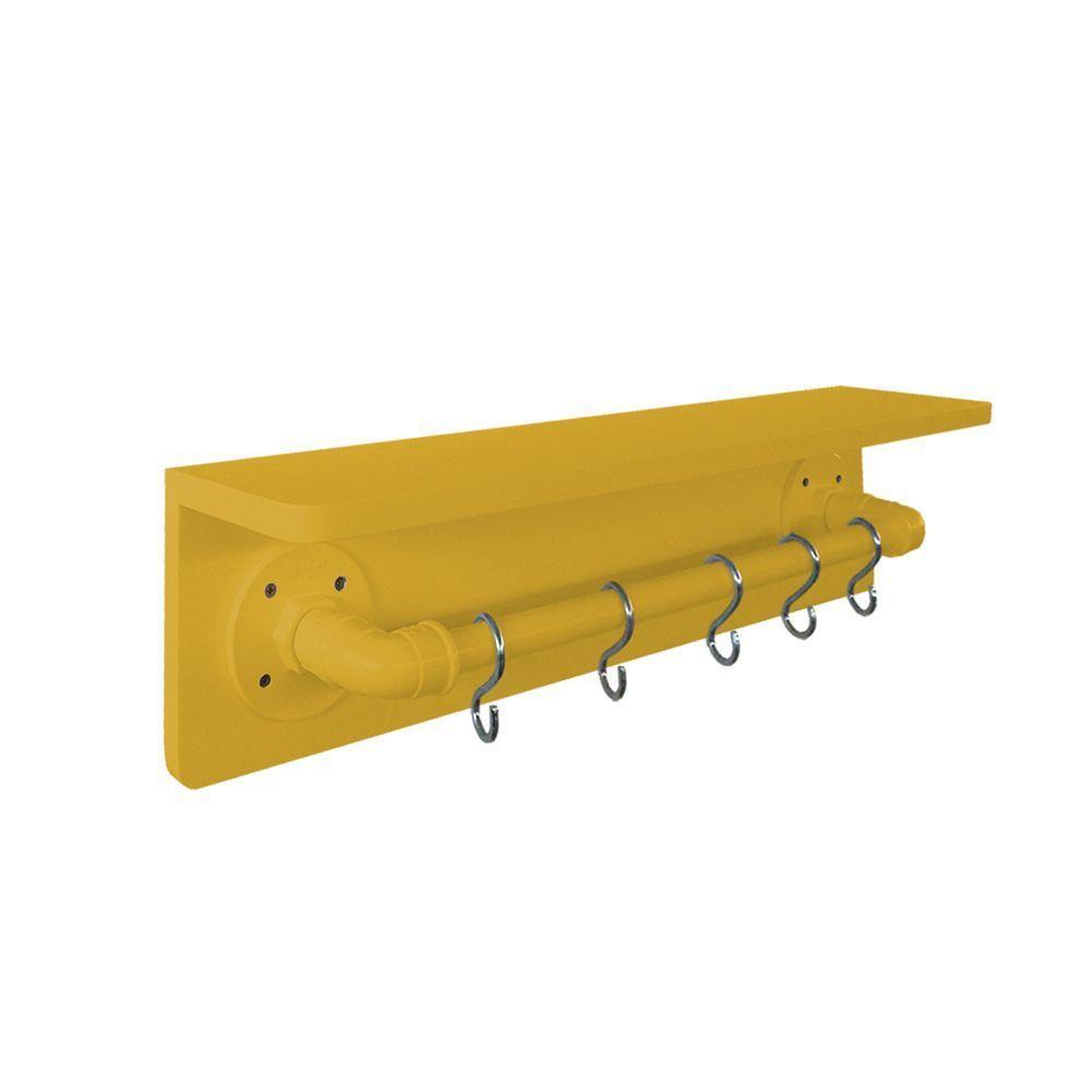 Prateleira Para Temperos E Suporte Utensílios E Panelas Cozinha Estilo Industrial Amarelo Laca - 5
