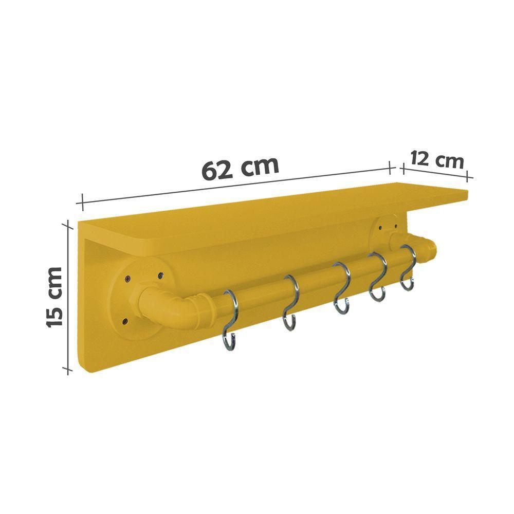 Prateleira Para Temperos E Suporte Utensílios E Panelas Cozinha Estilo Industrial Amarelo Laca - 6