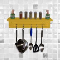 Prateleira Para Temperos E Suporte Utensílios E Panelas Cozinha Estilo Industrial Amarelo Laca