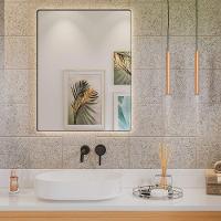 Espelho Retangular Liss 90X60Cm Moldura Em Aço Preto - 3