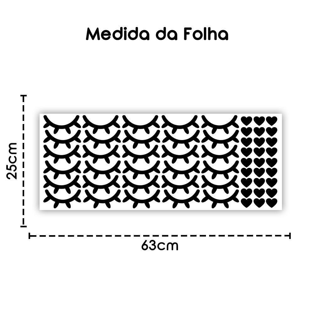 Kit Adesivo De Parede Infantil Cílios E Coração Rosa - 5