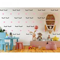 Kit Adesivo De Parede Infantil Cílios E Coração Rosa - 11