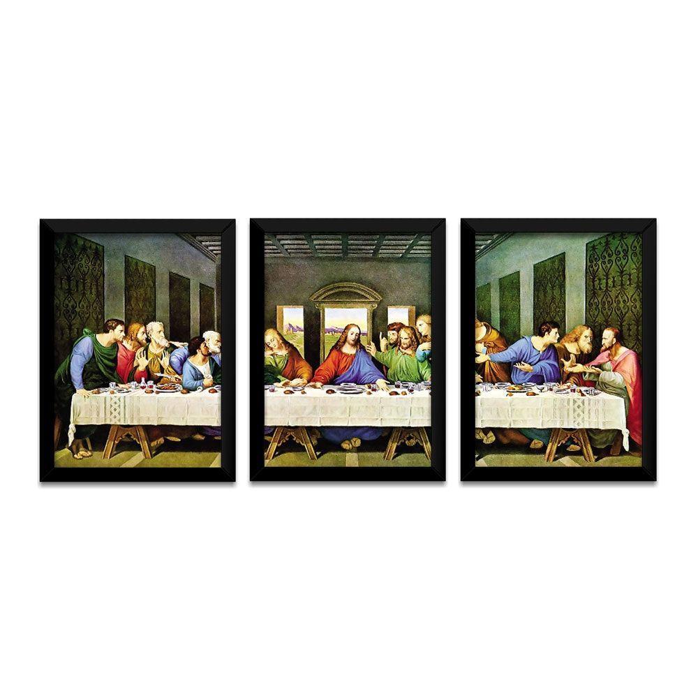 Quadro Mosaico Santa Ceia Peças A3 Preta - 1