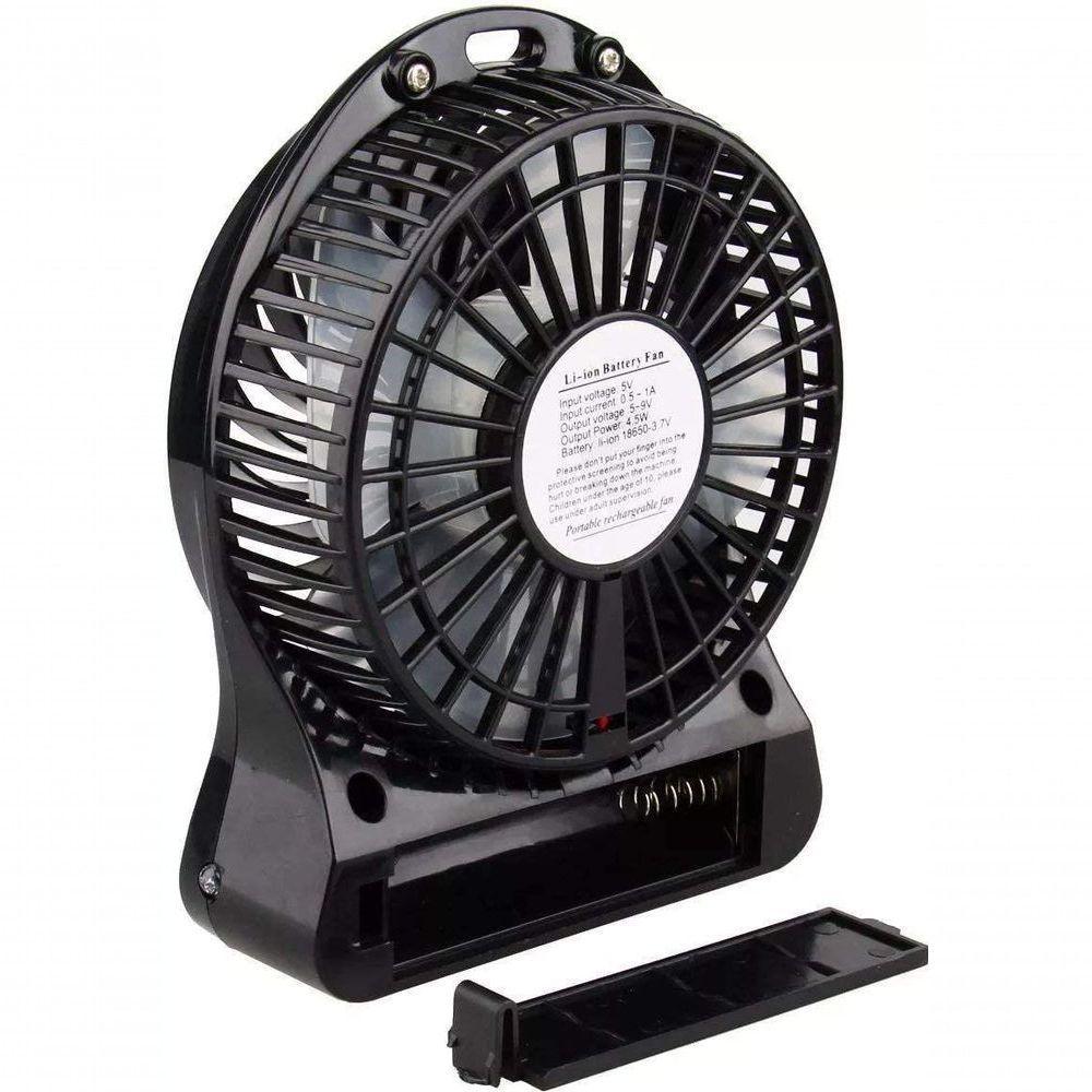 Mini Ventilador Portatil C/ Bateria Recarregável 3 Velocidades Preto - 1