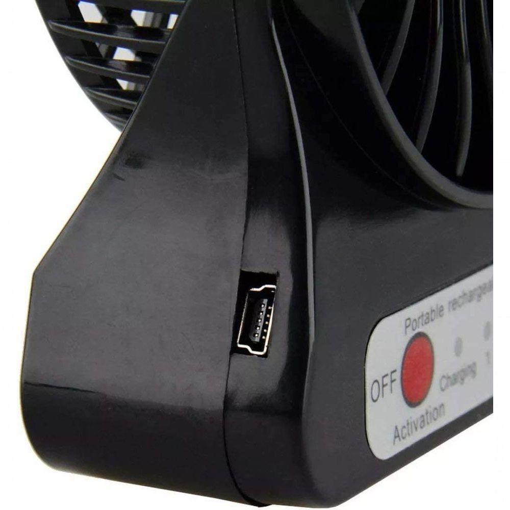 Mini Ventilador Portatil C/ Bateria Recarregável 3 Velocidades Preto - 5