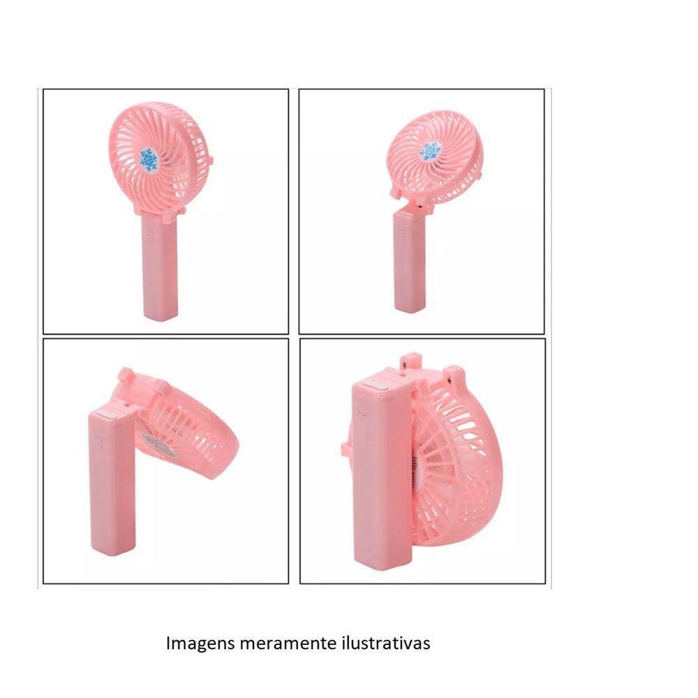 Mini Ventilador Mao E Mesa Usb Bateria Portatil 3 Velocidades Recarregavel Mão Rosa - 6