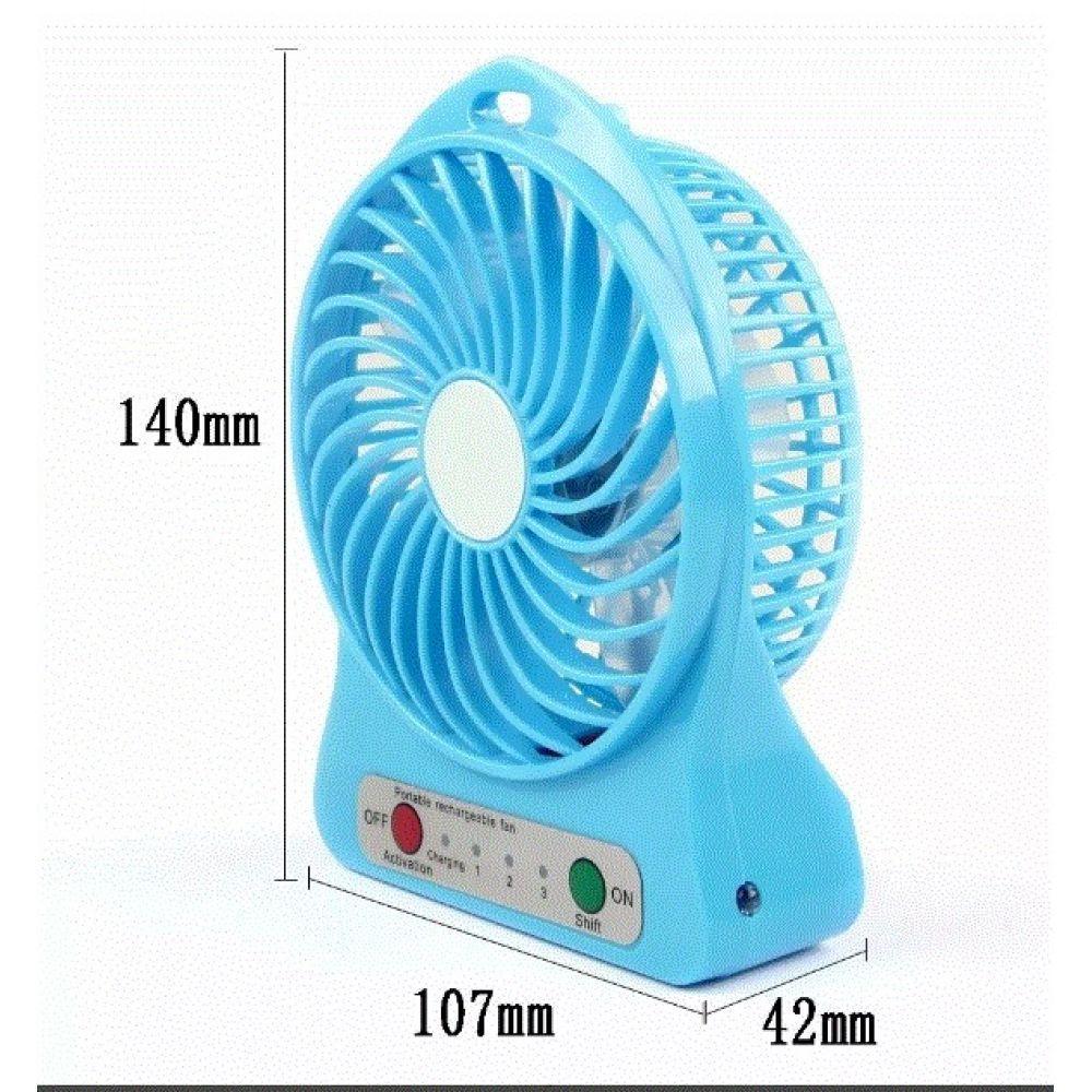Mini Ventilador Portátil Mesa Usb Com 3 Velocidades Azul - 3